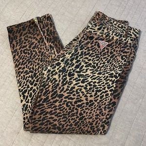 Vintage Guess Georges Marciano Cheetah Leopard Print High Rise Ankle Zip Jeans
